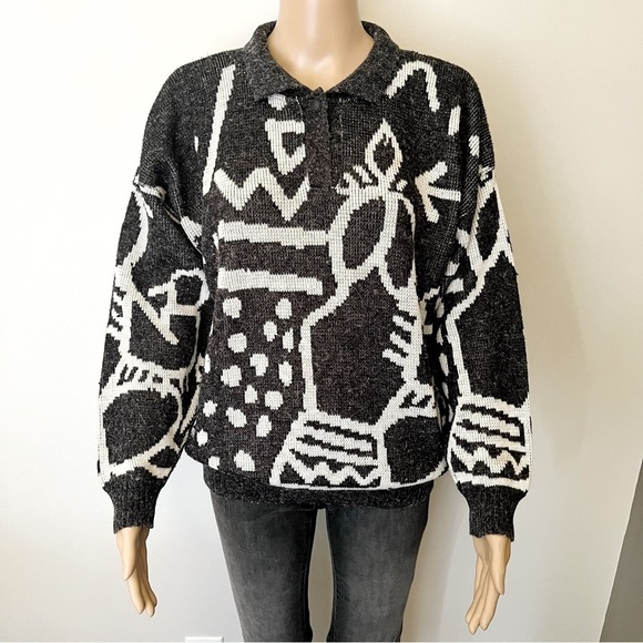 American Vintage Sweaters - Vintage Oversized Artsy Bohemian Polo Neck sweater  jumper.
